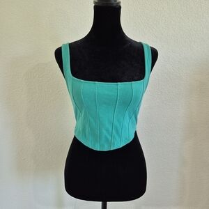 Urban Outfitters Teal Square Neck Crop Top